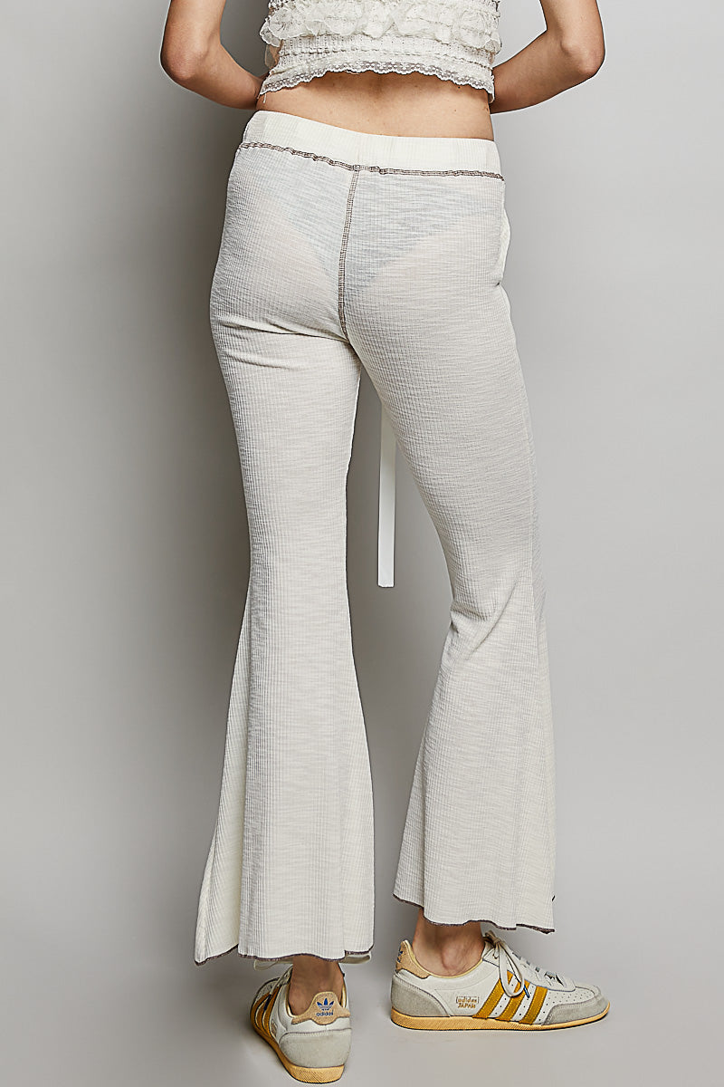 POL Drawstring Textured Ribbed Knit Pants