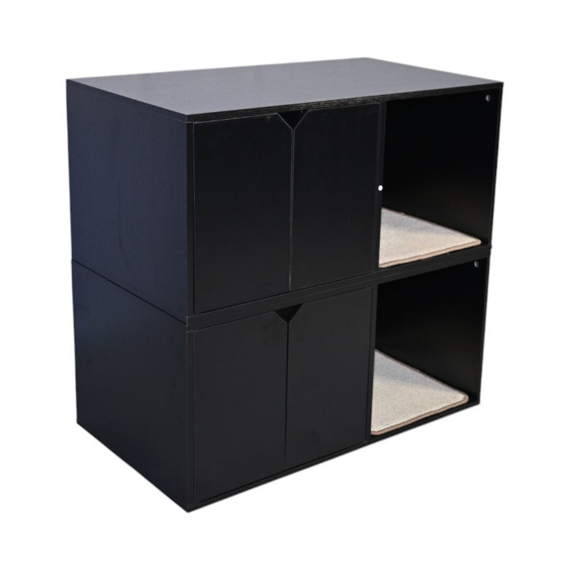 35.83' Cat Litter Box Enclosure Hidden Furniture (Scratch Pad Included), Modern Black Cat House with Corrugated Cardboard Scratching Pad - 35.83' x 20.47' x 17.05', 52 lbs