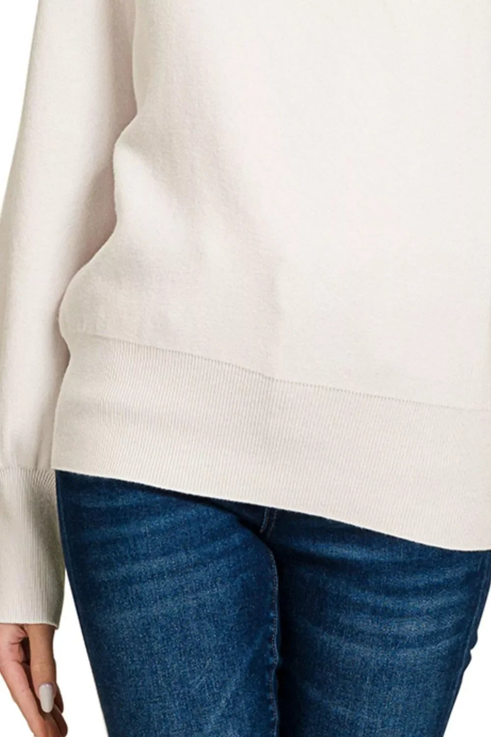 Zenana Viscose Mock Neck Exposed Seam Sweater