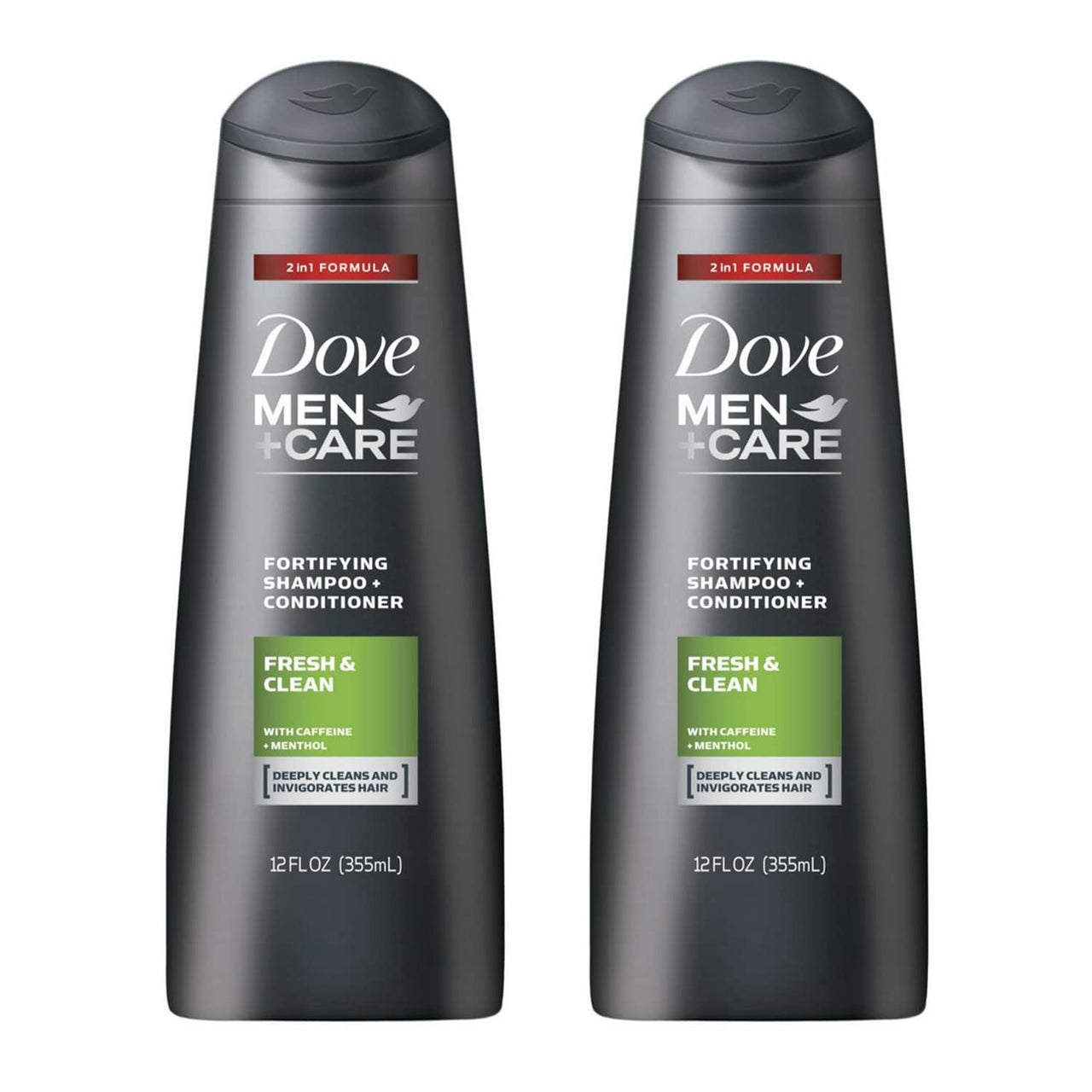 Dove Men+Care Fortifying 2 in 1 Shampoo and Conditioner Fresh and Clean for Normal to Oily Hair with Caffeine and Menthol to Help Strengthen & Nourish Hair 12 fl oz Pack of 2