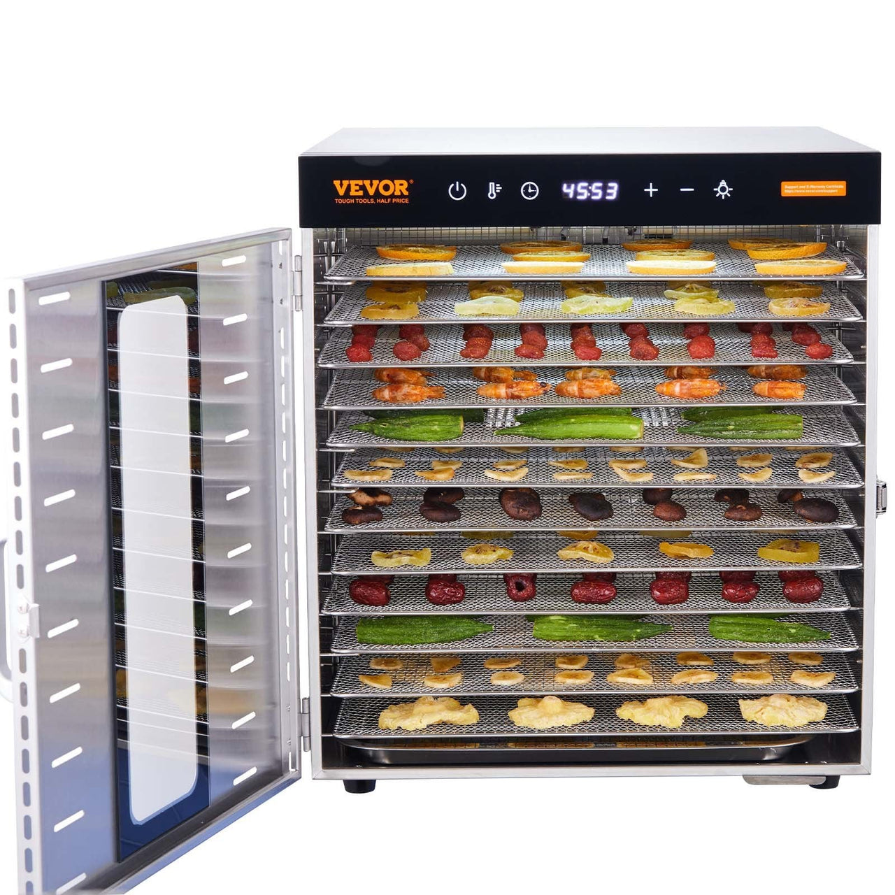 Food Dehydrator Machine, 10 Stainless Steel Trays, 1000W Electric Food Dryer with Digital Adjustable Timer & Temperature for Jerky, Herb, Meat, Beef, Fruit, Dog Treats and Vegetables