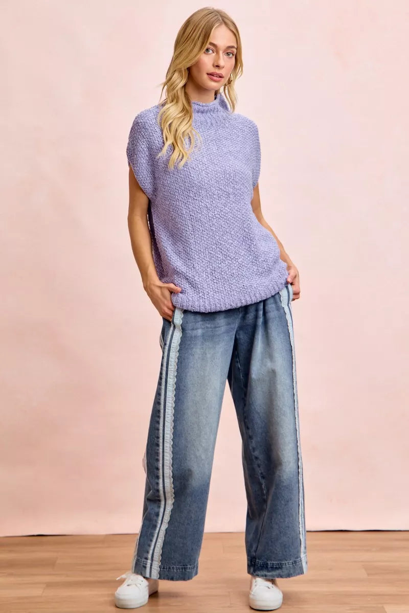 BiBi Washed Lace Contrast Sided Jeans