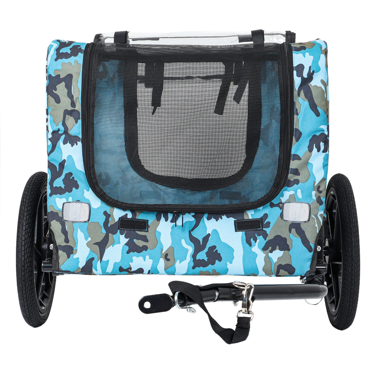 Outdoor Heavy Duty Collapsible Pet Bike Trailer with 16-Inch All-Terrain Wheels & Universal Hitch – Foldable Dog/Cargo Carrier Cart for Bicycles, blue+black