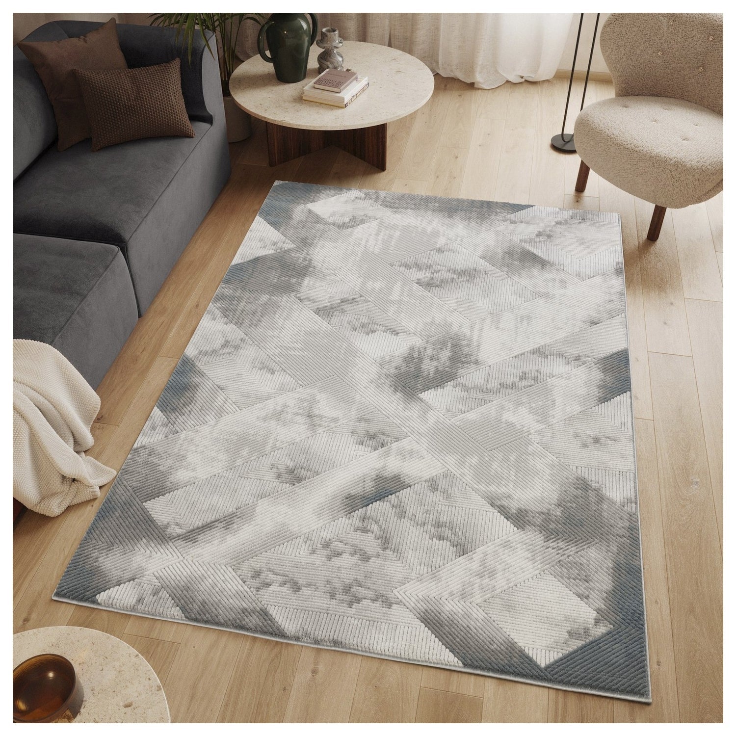 Geometrix GC_DIM1012 Gray 7 ft. 10 in. x 10 ft. 6 in. Contemporary Area Rug with Geometric 3D Effect