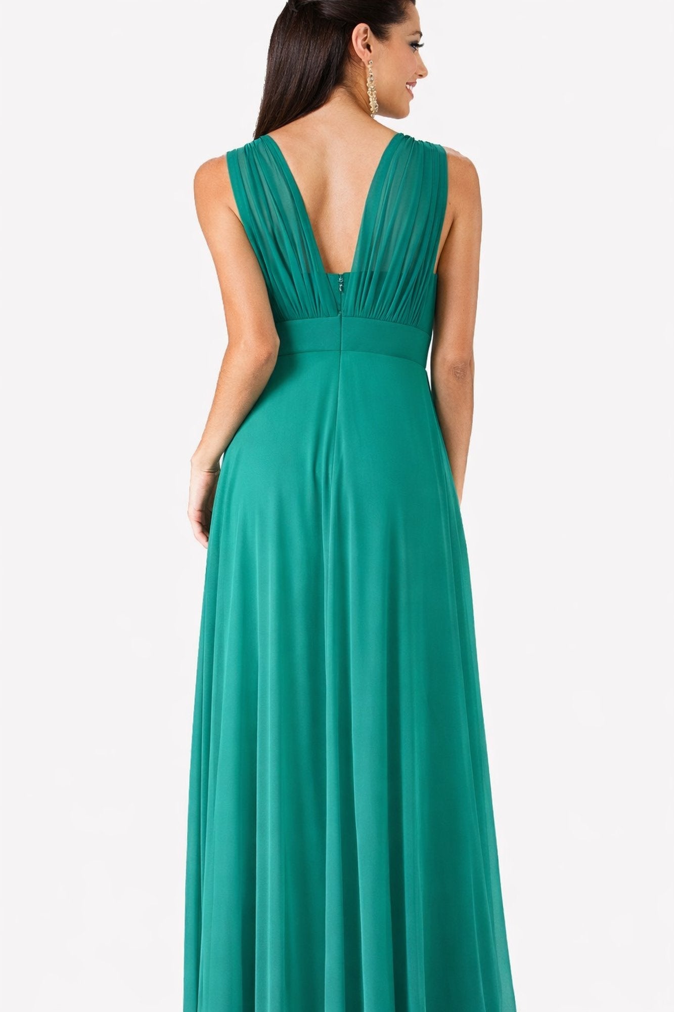 CLEARANCE - Cinderella Divine 3914 Chiffon Semi Formal Jade Dress (Size 3XL, 4XL)
