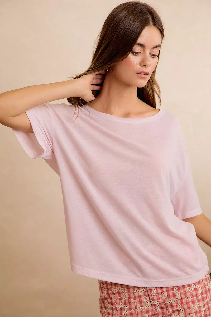 BiBi Solid Jersey Relaxed Fit Short Sleeves Pocket Top