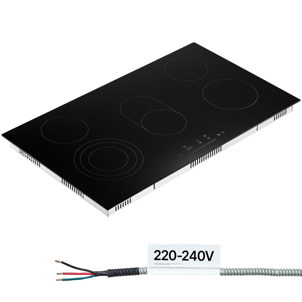 Built-in Electric Cooktop Radiant Ceramic Cooktop 5 Burners 35.4x20.5 inch