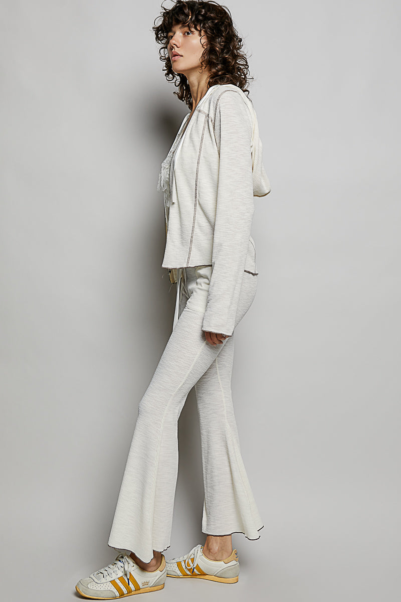 POL Drawstring Textured Ribbed Knit Pants