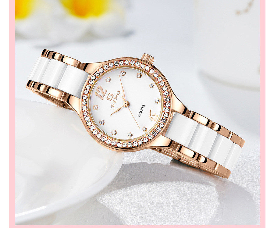 Ceramic Ladies Waterproof Bracelet Watch