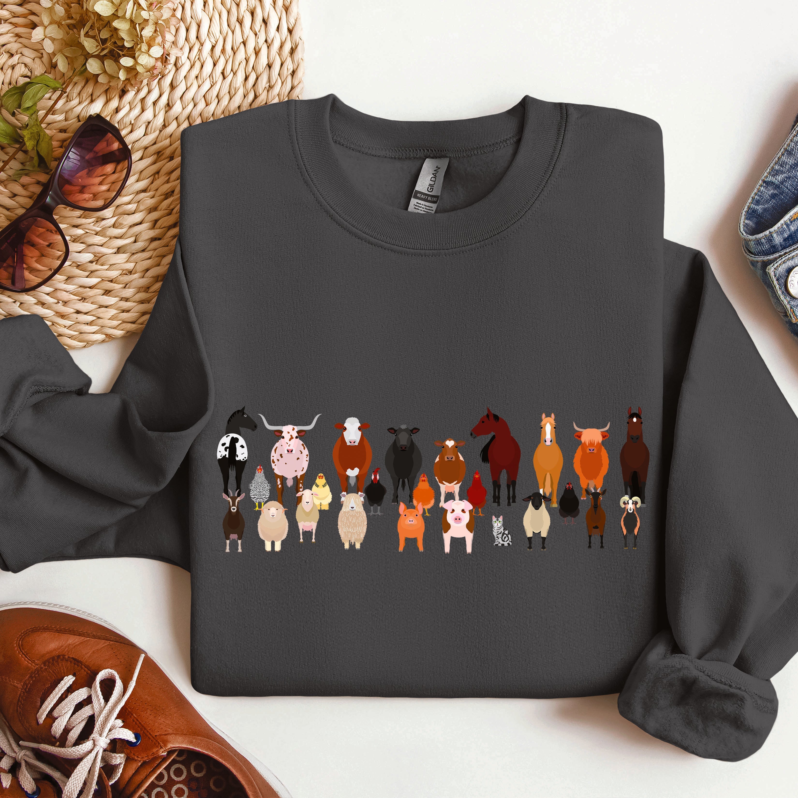 Farm Animals Lover Barnyard Friends Cozy Country Farm Scene For Animal Lovers Sweatshirt