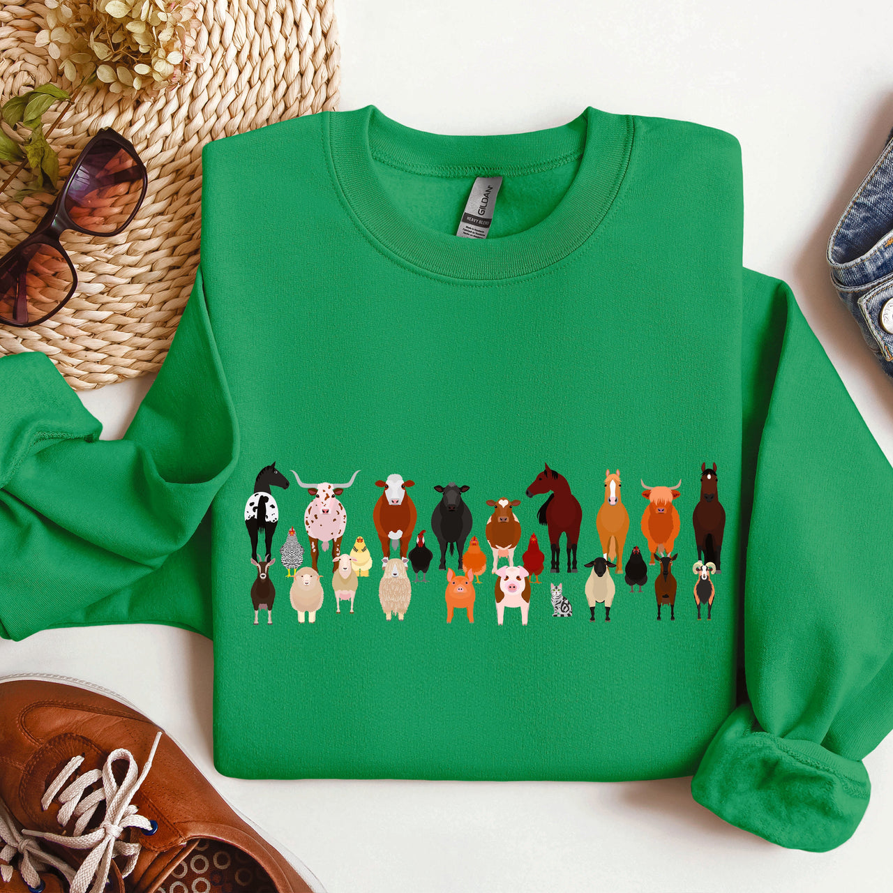 Farm Animals Lover Barnyard Friends Cozy Country Farm Scene For Animal Lovers Sweatshirt