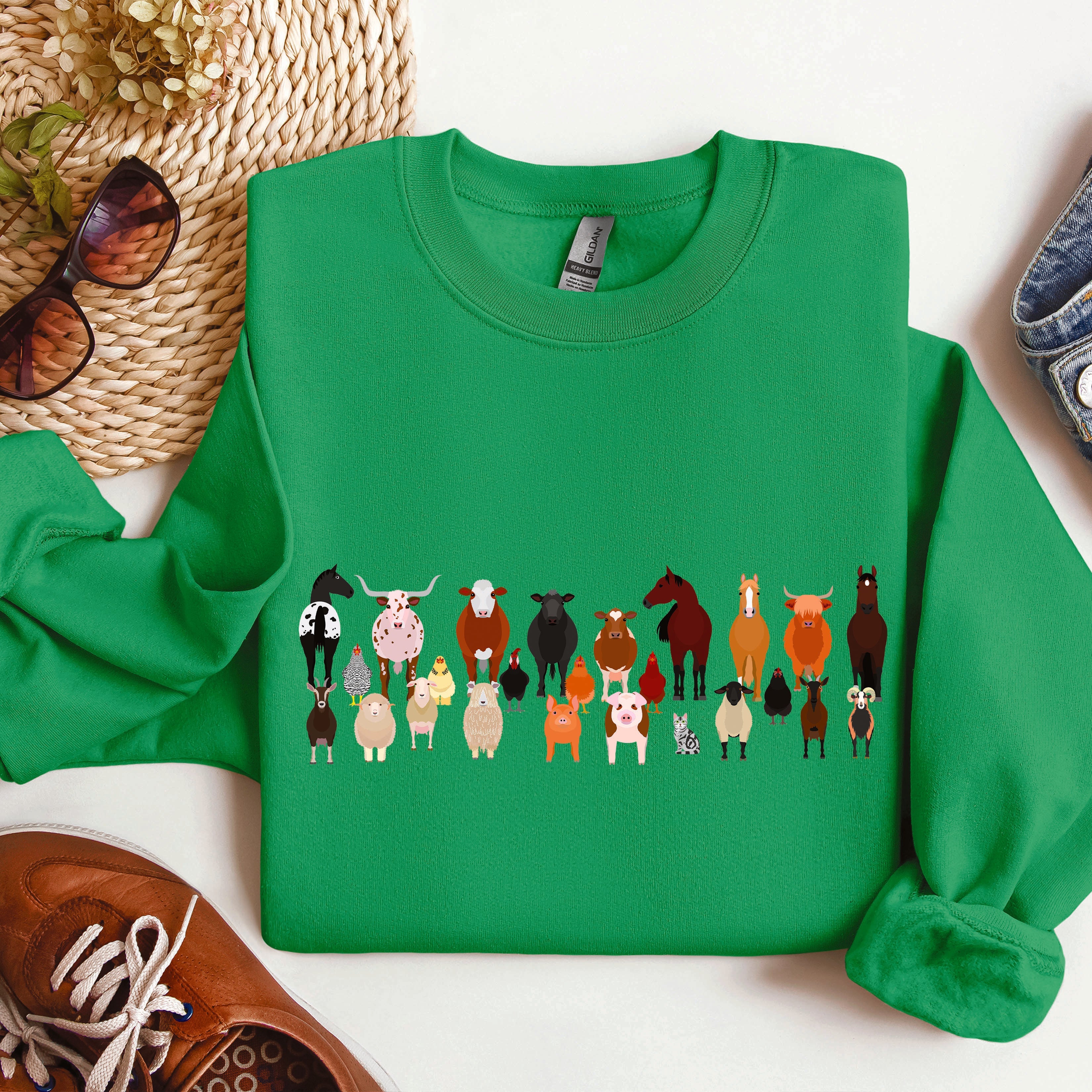 Farm Animals Lover Barnyard Friends Cozy Country Farm Scene For Animal Lovers Sweatshirt