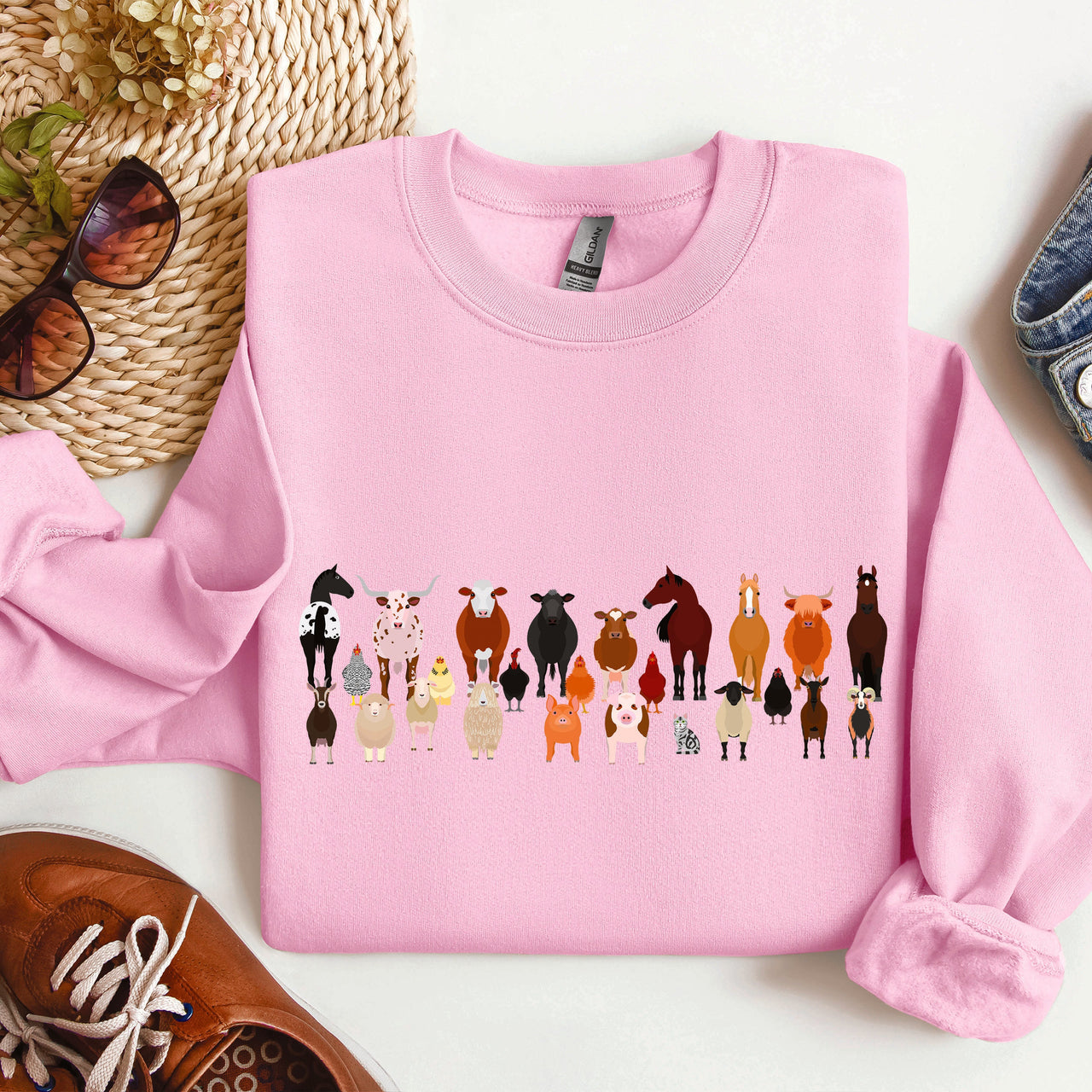Farm Animals Lover Barnyard Friends Cozy Country Farm Scene For Animal Lovers Sweatshirt