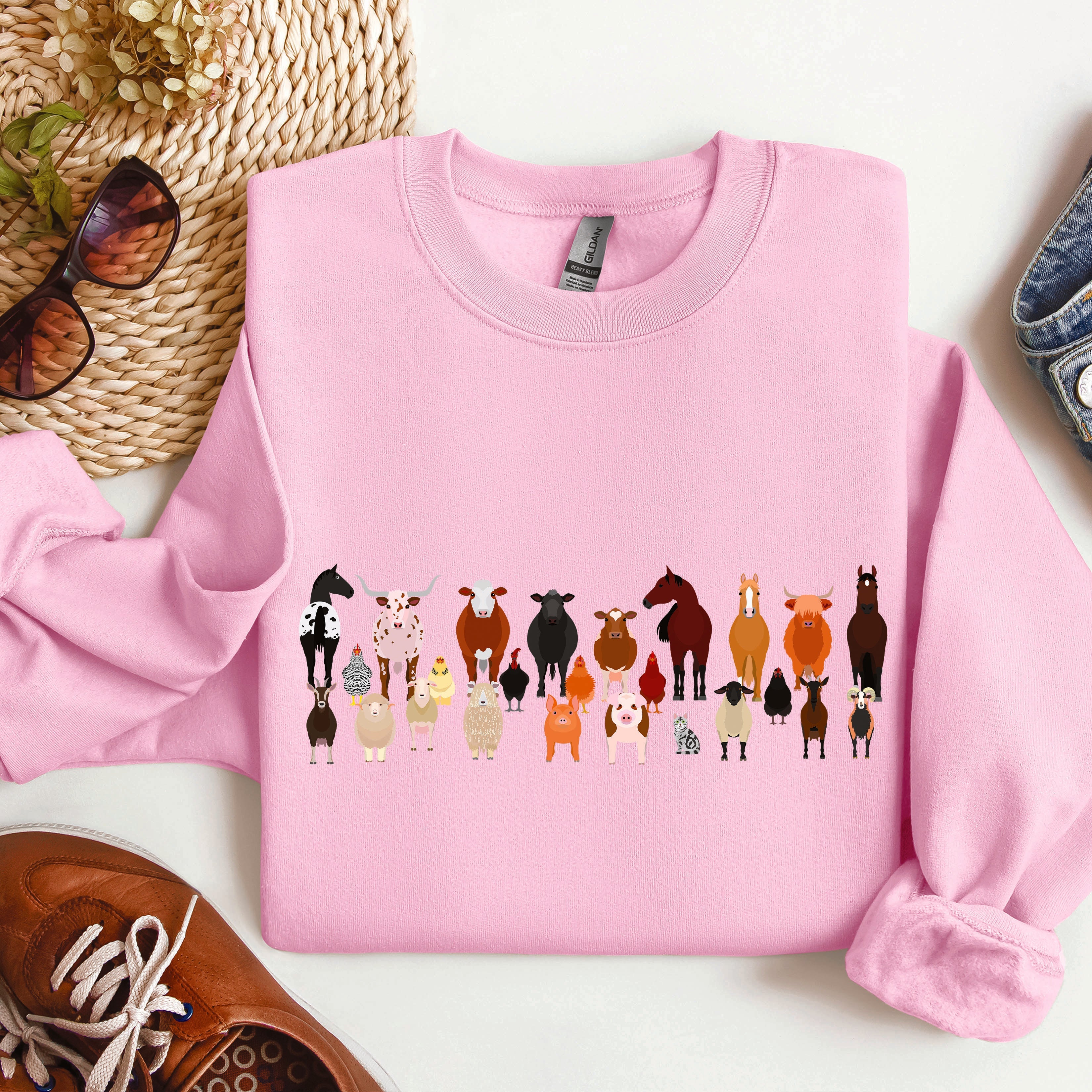 Farm Animals Lover Barnyard Friends Cozy Country Farm Scene For Animal Lovers Sweatshirt