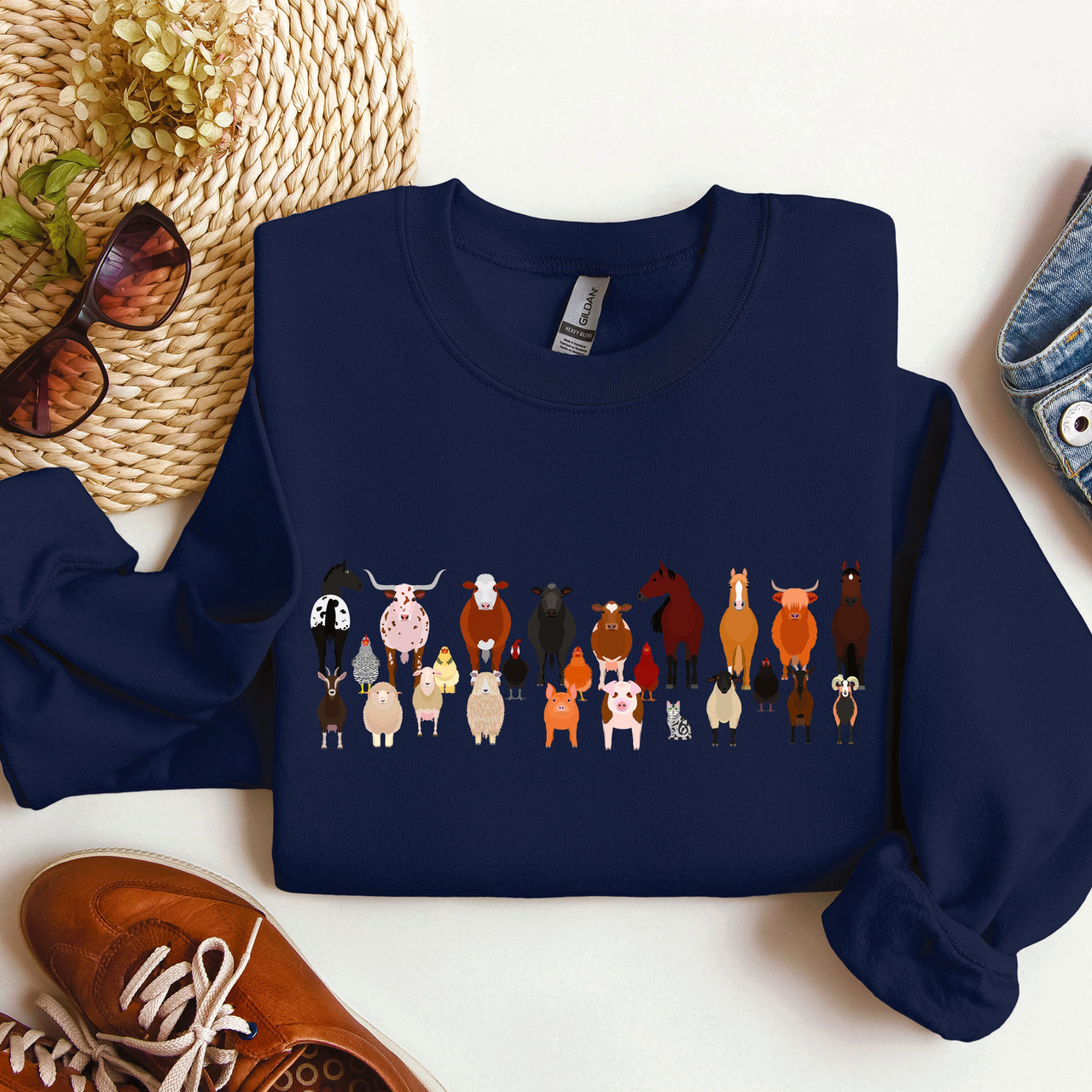 Farm Animals Lover Barnyard Friends Cozy Country Farm Scene For Animal Lovers Sweatshirt