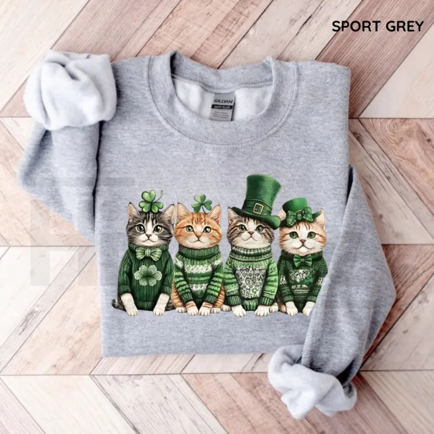 St. Patrick’s Day Cats Sweatshirt: Funny Irish Shamrocks Crewneck