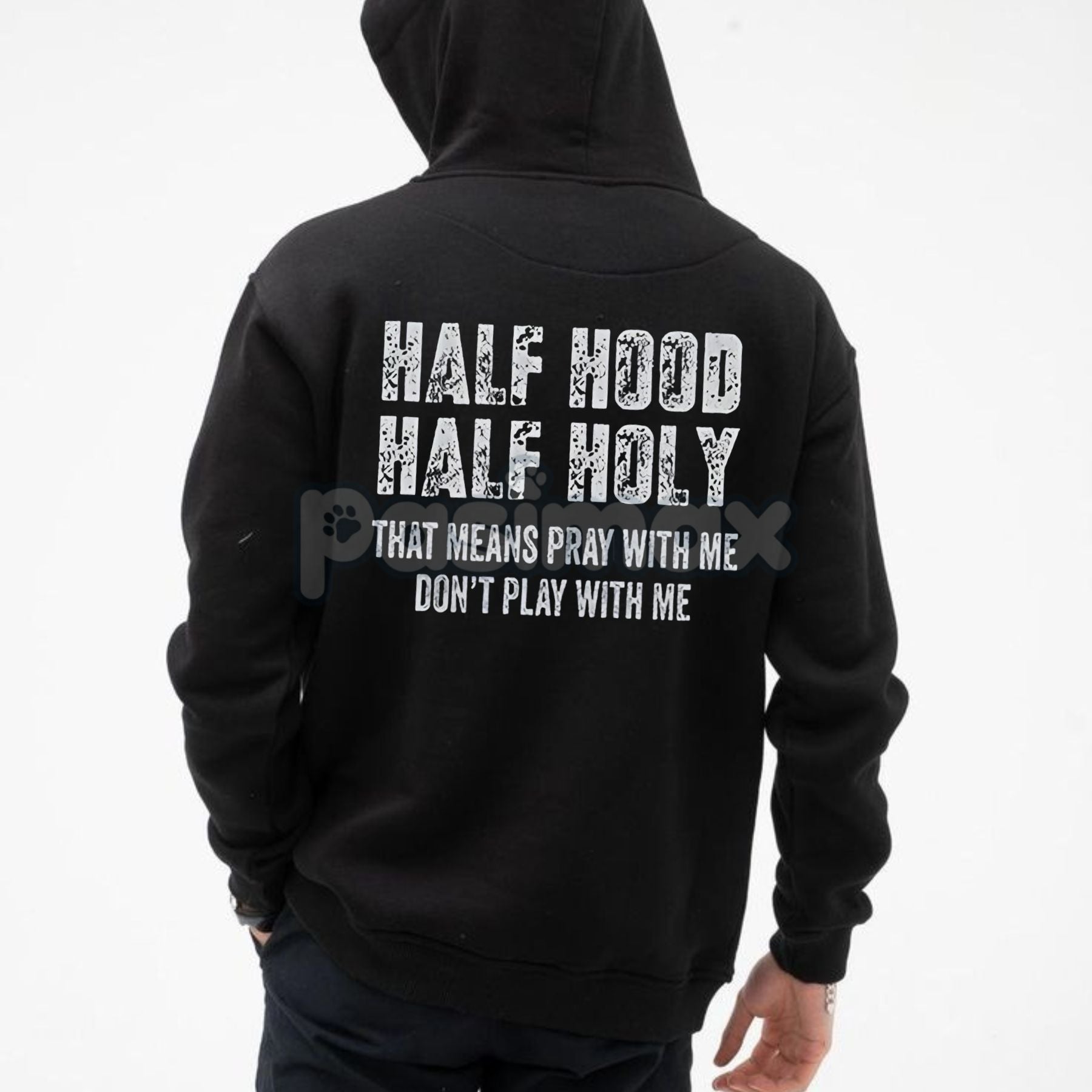 Half Hooded Half Holy Hoodie – Duality Street Style Pullover, 