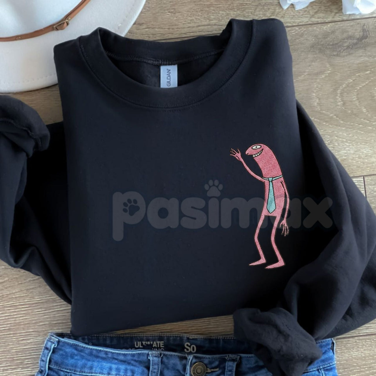 Pim & Charlie Smiling Friends Embroidered Crewneck – Funny Animation Sweatshirt