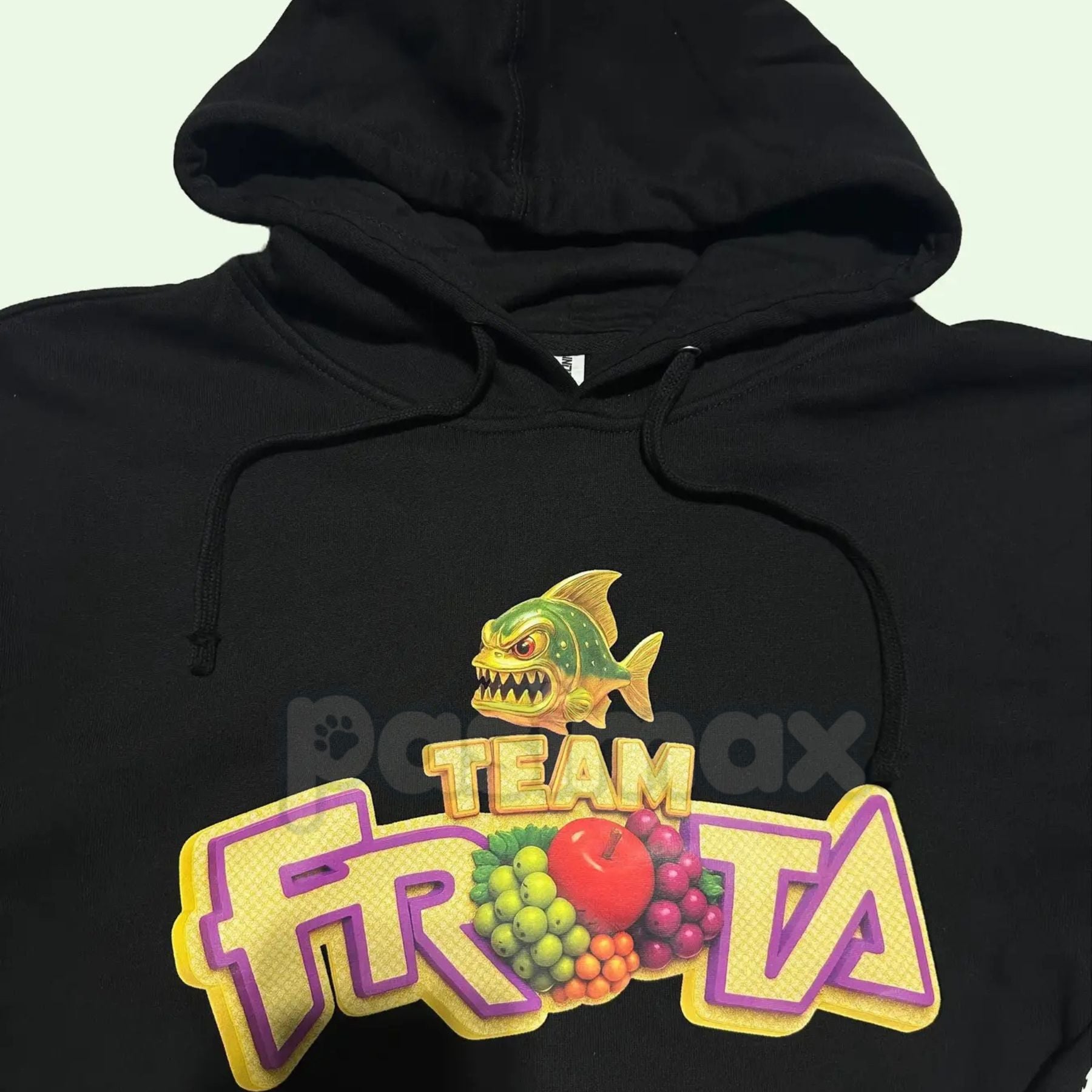 Team Fruta Hoodie – Black, Fruit Logo & Slogan 