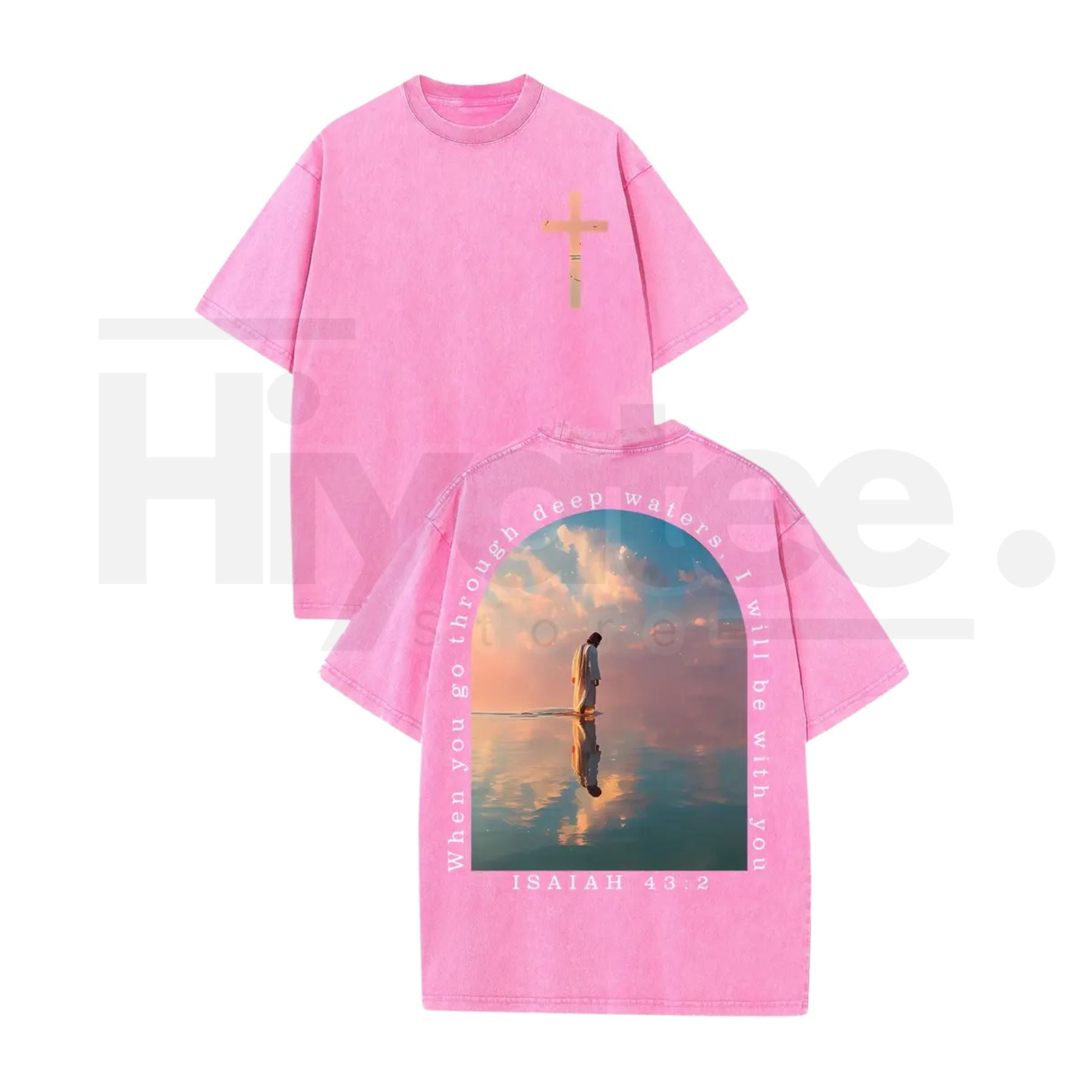 Cross & Isaiah Verse Vintage Washed T-Shirt – 230g Heavyweight Cotton Christian Streetwear Tee