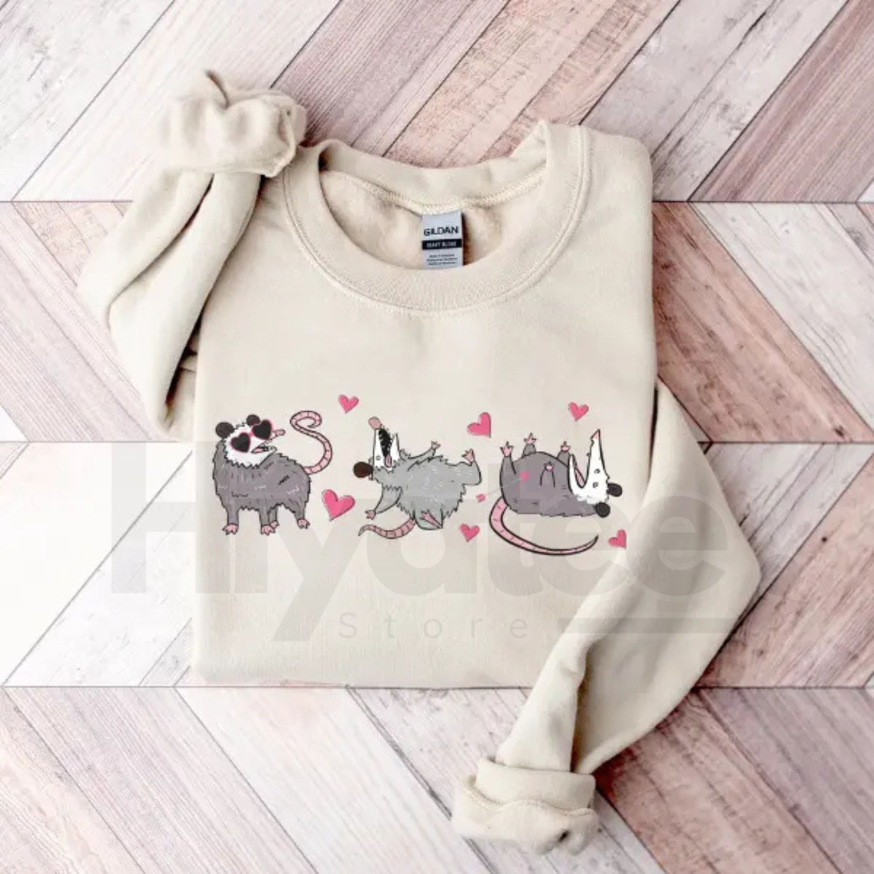 Funny Possum Valentine Sweatshirt: Cute Opossum Love Heart Crewneck Gift