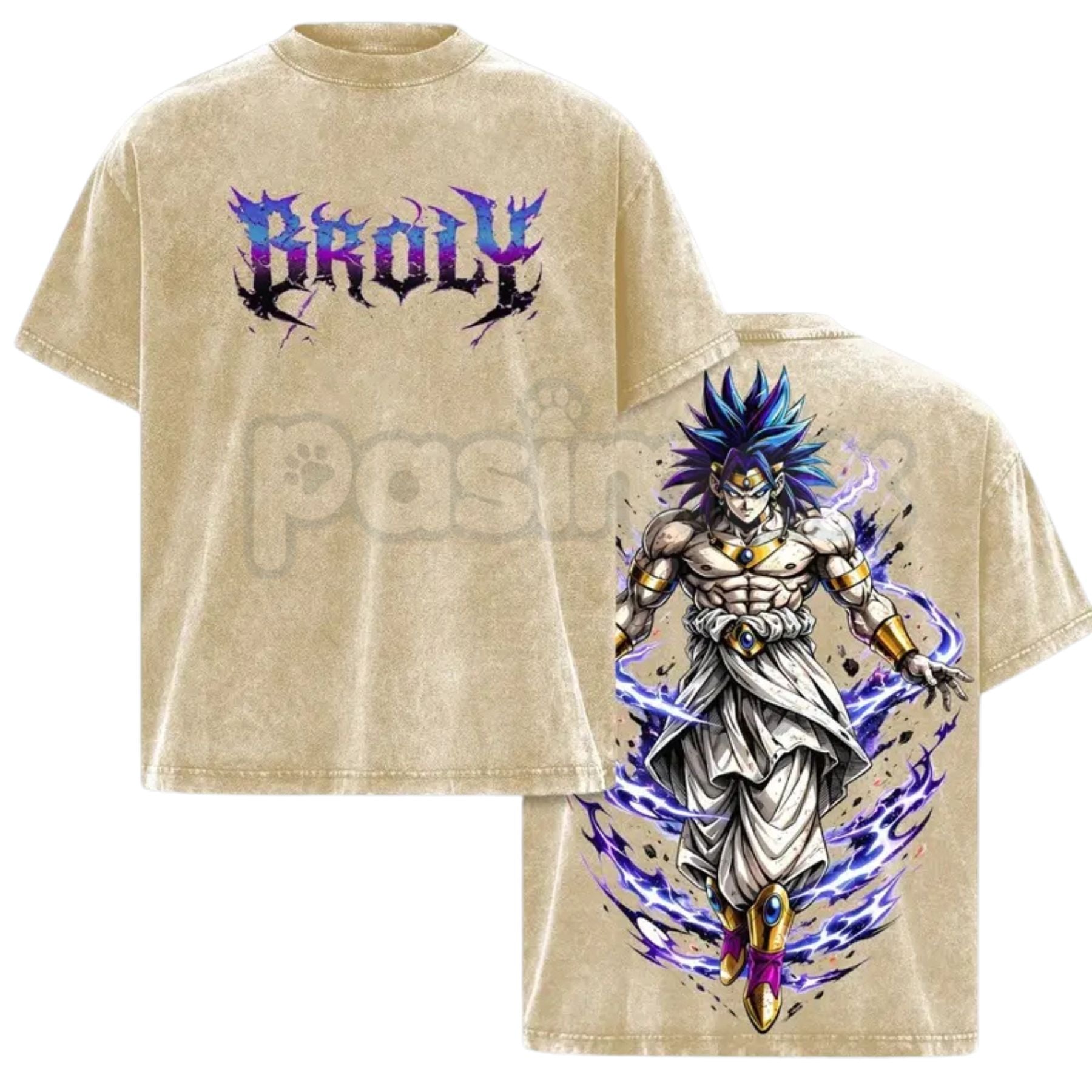 The Nightmare Warrior: Broly DBZ Washed Tee – Heavyweight Cotton Relaxed Fit Retro Anime Graphic T-Shirt