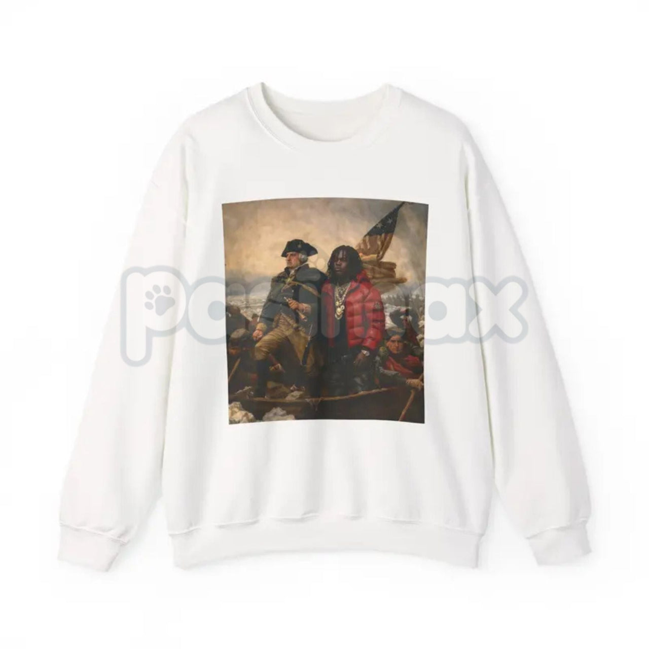 Chief K x Washington Sweatshirt | Crossing the Delaware Football Mashup Crewneck | KC Football History Pullover | Legendary Quarterback Victory Shirt | Patriotic Sports Graphic Jumper | Retro Game Day Apparel