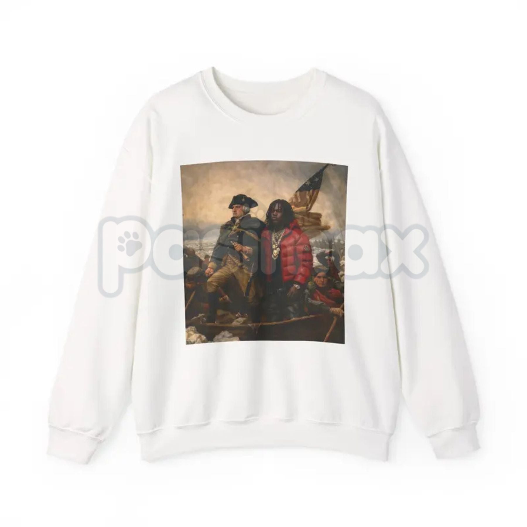 Chief K x Washington Sweatshirt | Crossing the Delaware Football Mashup Crewneck | KC Football History Pullover | Legendary Quarterback Victory Shirt | Patriotic Sports Graphic Jumper | Retro Game Day Apparel