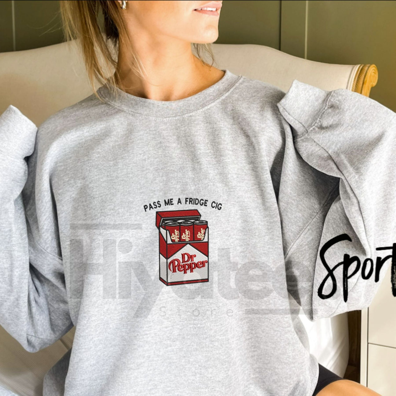 Red Soda Cigarette Pack Embroidered Sweatshirt – Funny 