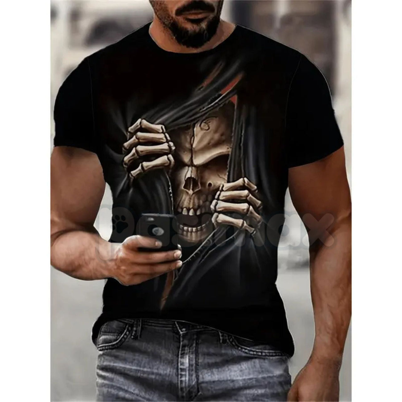 Vintage Skeleton Skull Graphic T-Shirt - Retro Biker Aesthetic Human Skull Tee, Premium 100% Cotton Distressed Streetwear Top, Desert Grunge Rock & Roll Apparel, Soft Lived-In Heavyweight Skeleton Shirt, Made in USA Hand-Drawn Graphic