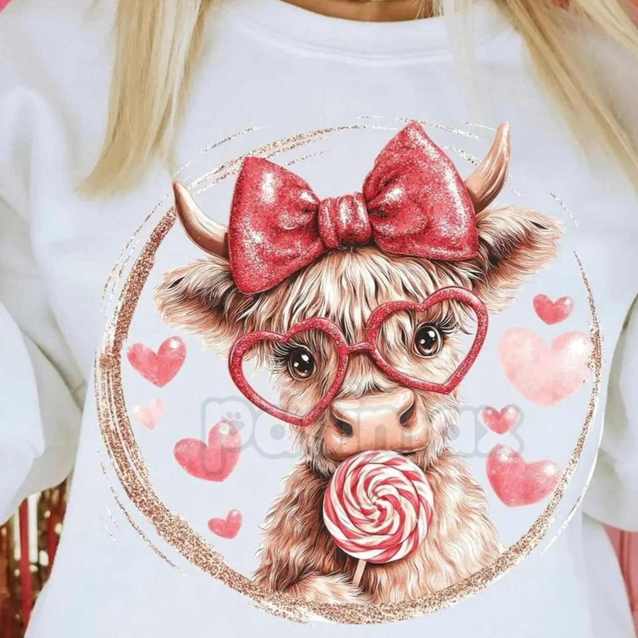 Retro Valentine Highland Cow Sweatshirt | Vintage Aesthetic V-Day Crewneck | Cute Fluffy Cow Heart Jumper | Western Valentine Gift for Her | Shaggy Cow Love Graphic Pullover