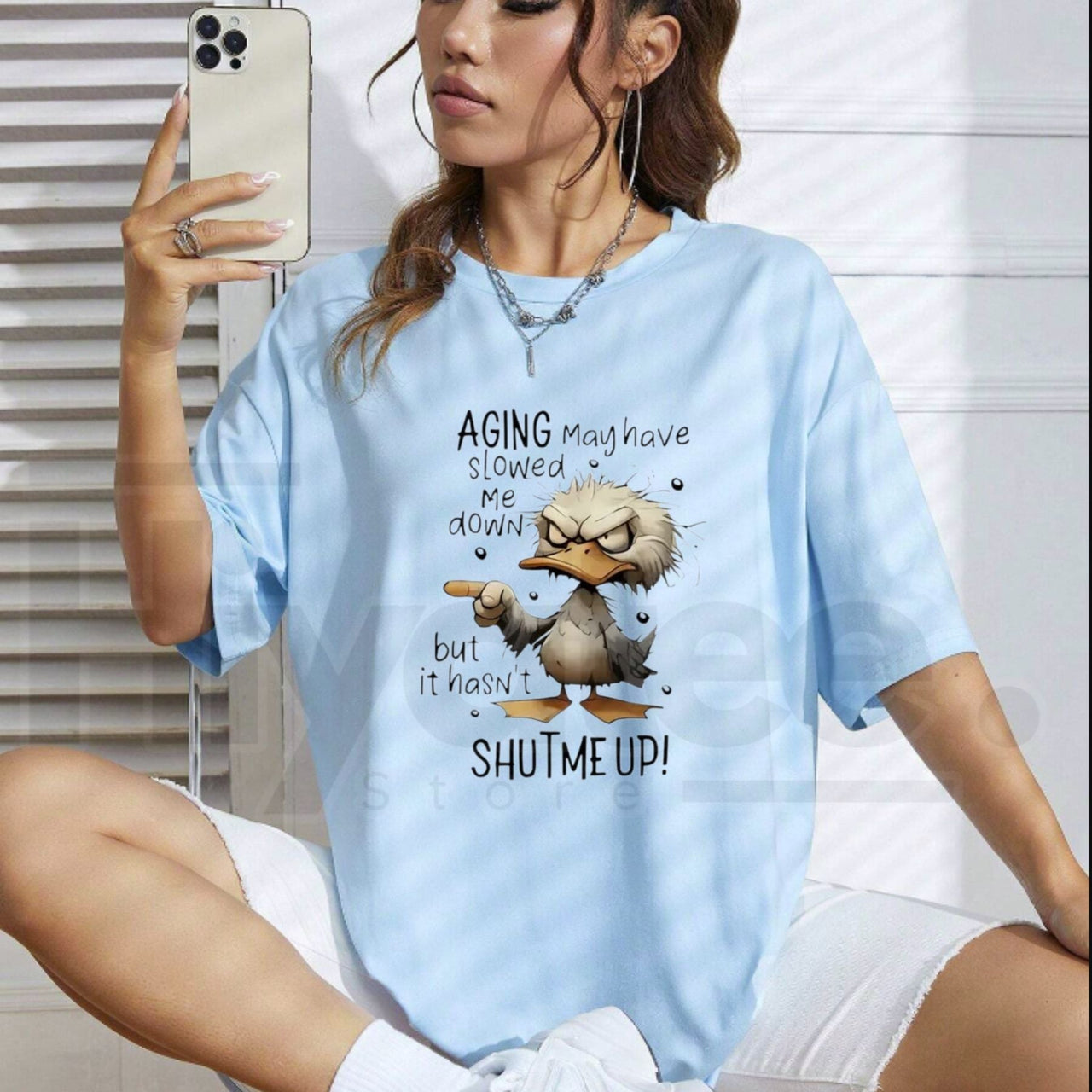 Funny Duck Graphic T-Shirt – Humorous Cartoon Slogan Women's 100% Cotton Tee