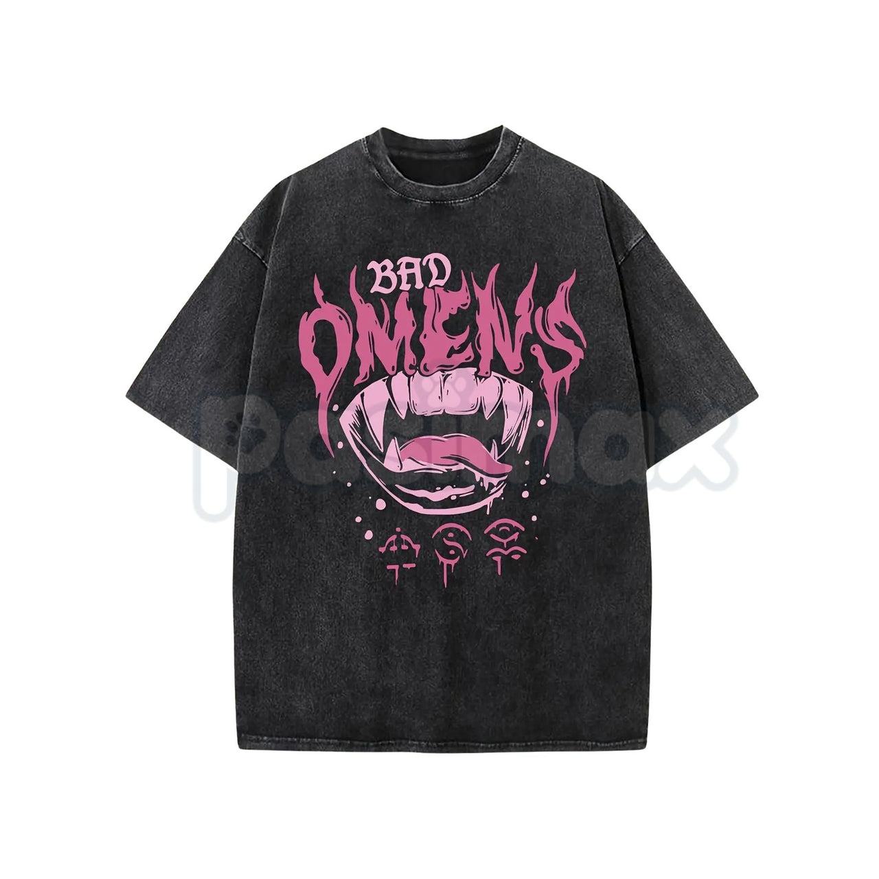 Bad Omen Interesting Trendy Style Washed Shirt – Dark Aesthetic Surrealist Streetwear Tee