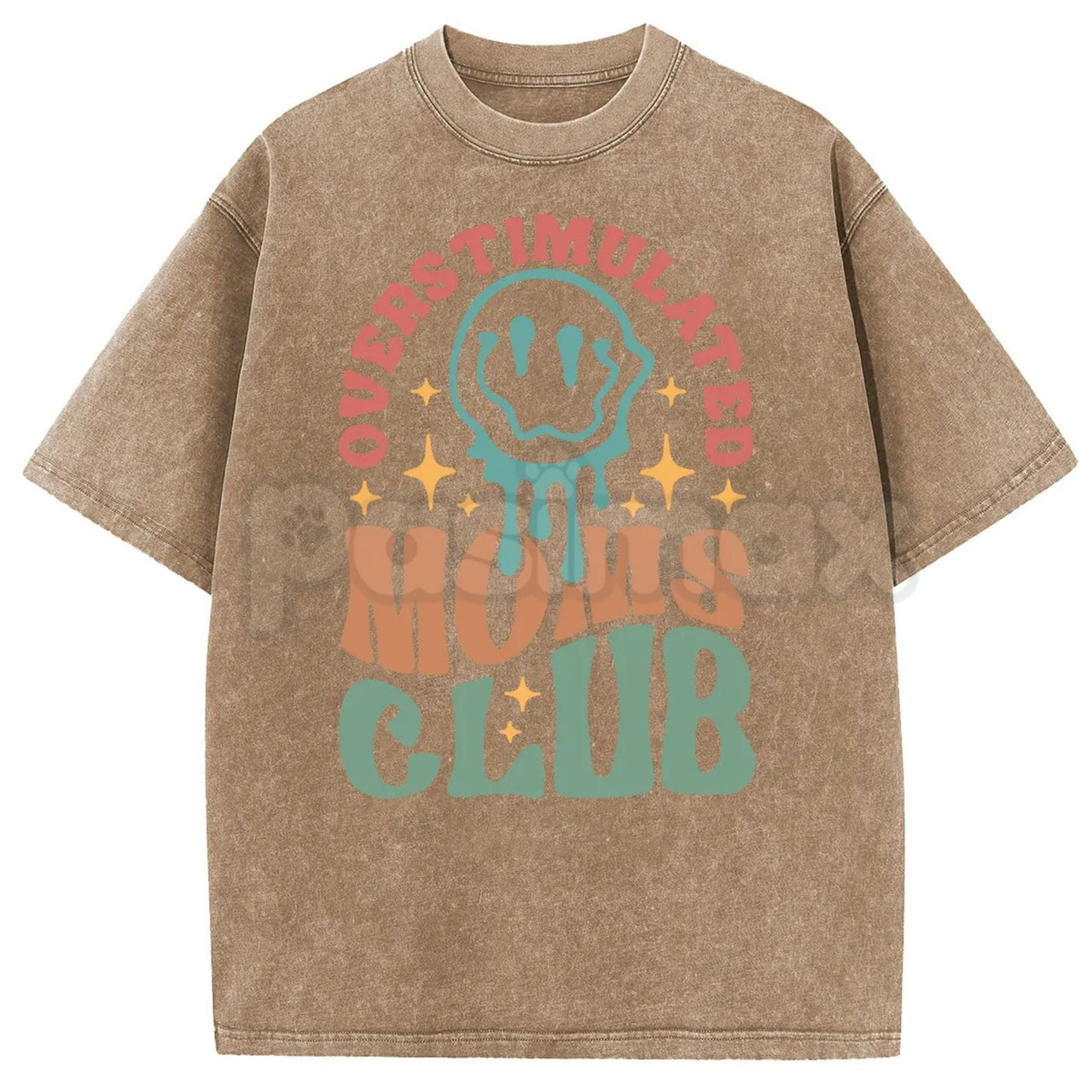 Holafish Oversize Acid Wash Vintage “MOM’S Club” T-Shirt – Retro Aesthetic Graphic Streetwear