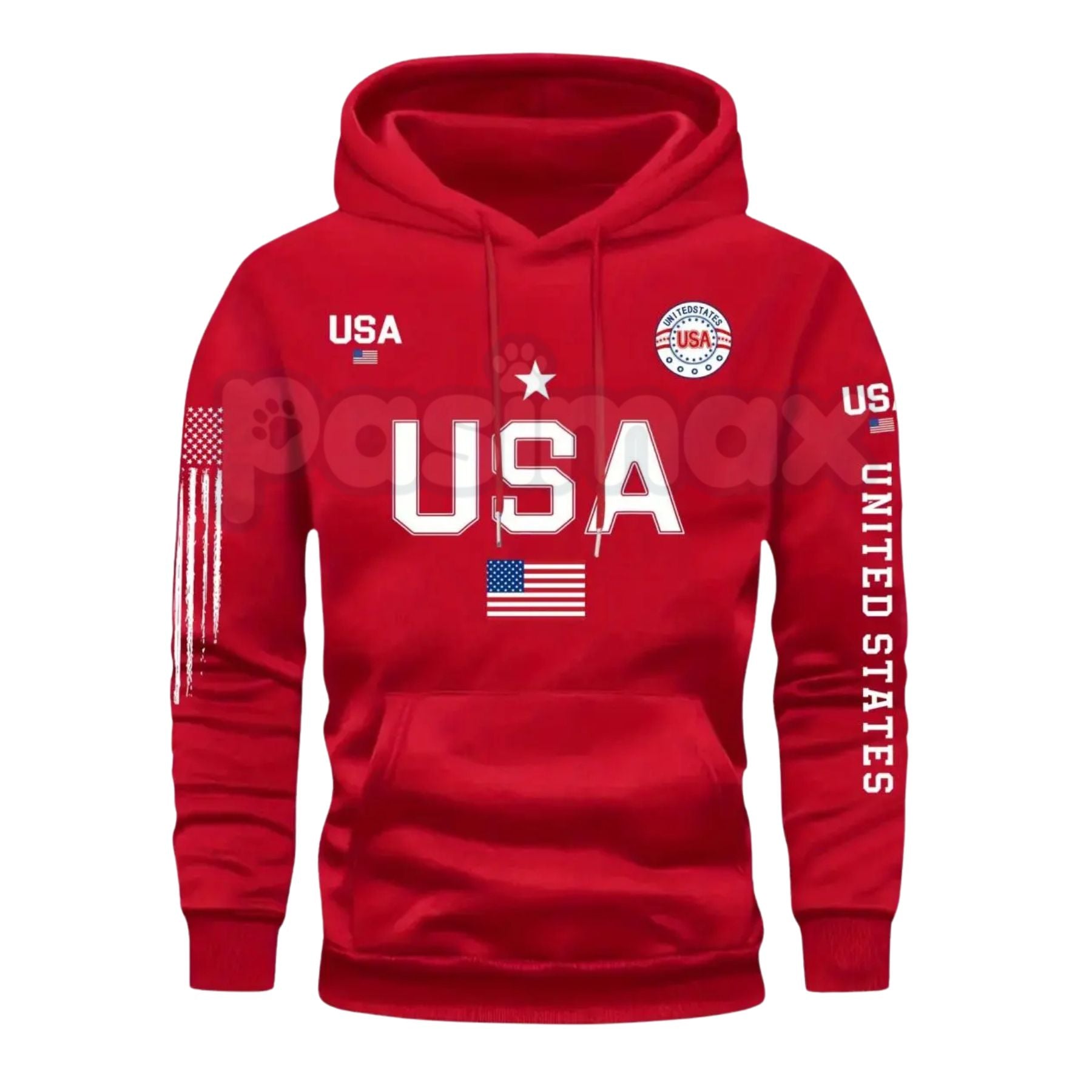 Patriot USA Flag Print Hoodie – Men’s American Heritage Fleece Sweatshirt, Vintage Stars & Stripes Graphic Pullover, Made in the USA