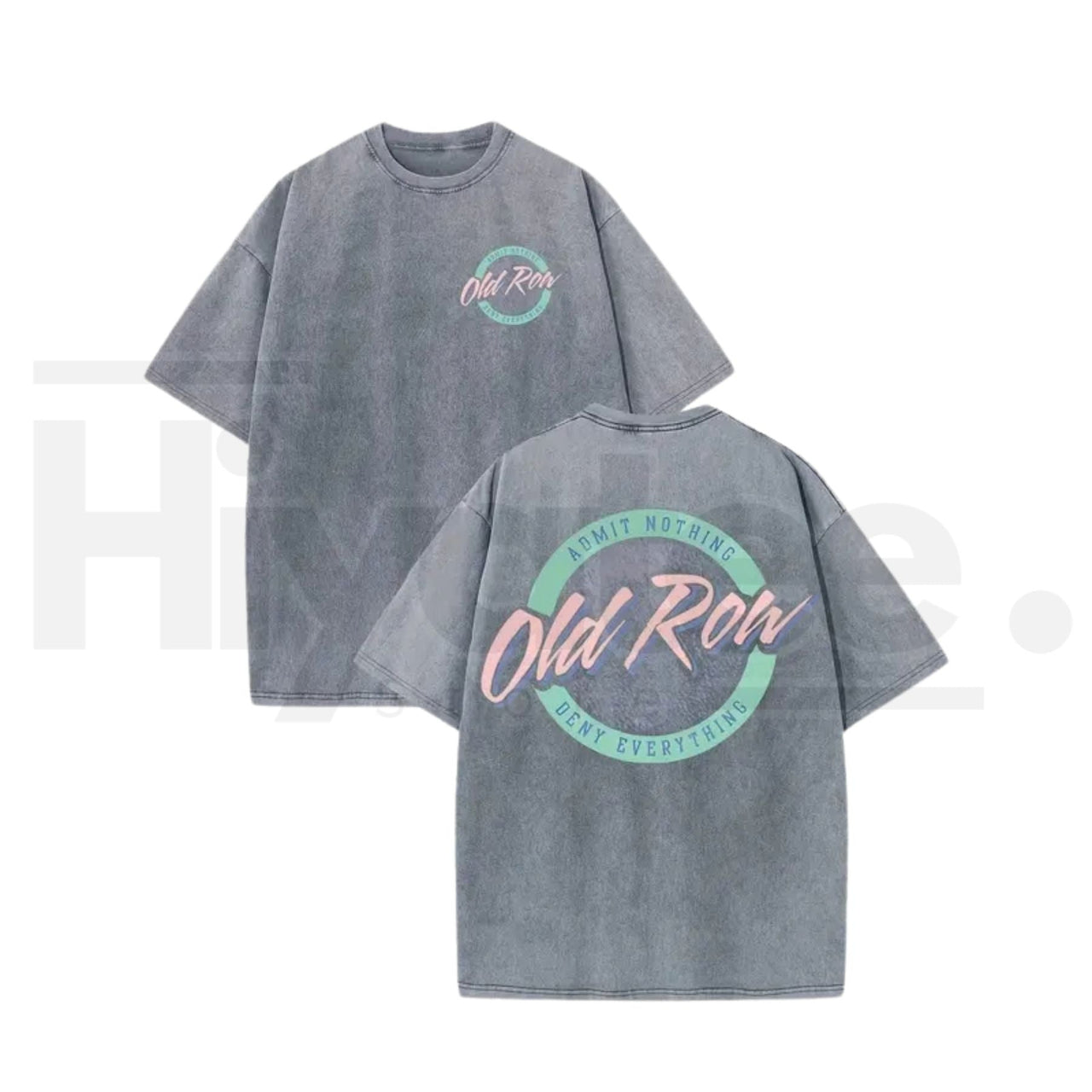 Old Row Men's Vintage Washed Batik T-Shirt – Dual-Sided Logo Graphic, 230g Heavyweight Cotton