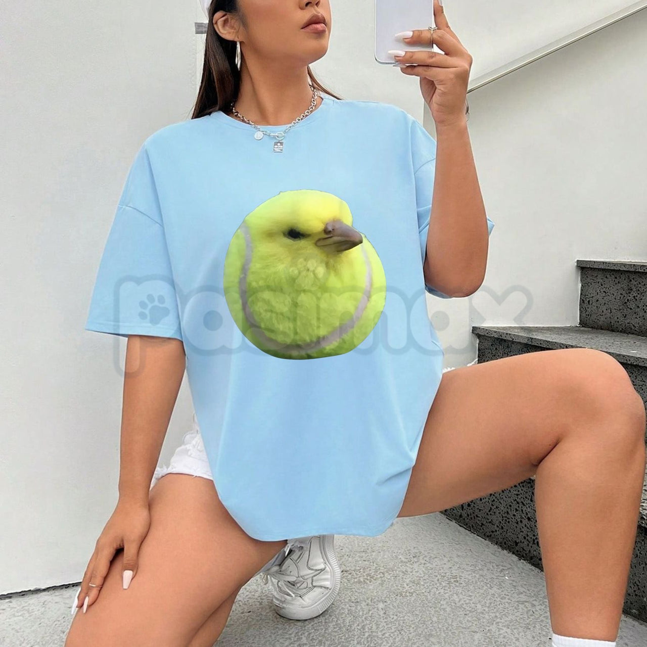 Silly Tennis Bird Meme T-Shirt - Gen Z Brainrot Aesthetic Graphic Tee, Funny Viral Internet Bird Shirt, Premium Heavyweight Unisex Streetwear, Trendy TikTok Humor Top, Abstract Meme Culture Apparel