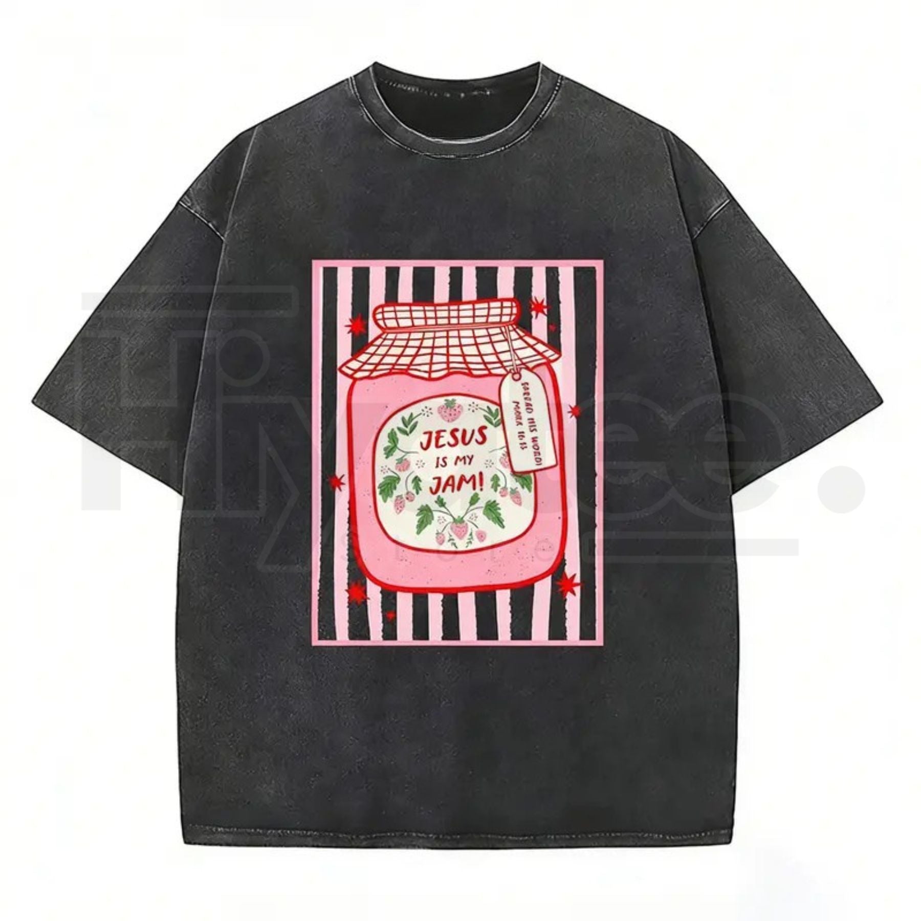 Jesus Is My Jam Vintage Washed T-Shirt – Christian Strawberry Graphic Cotton Tee