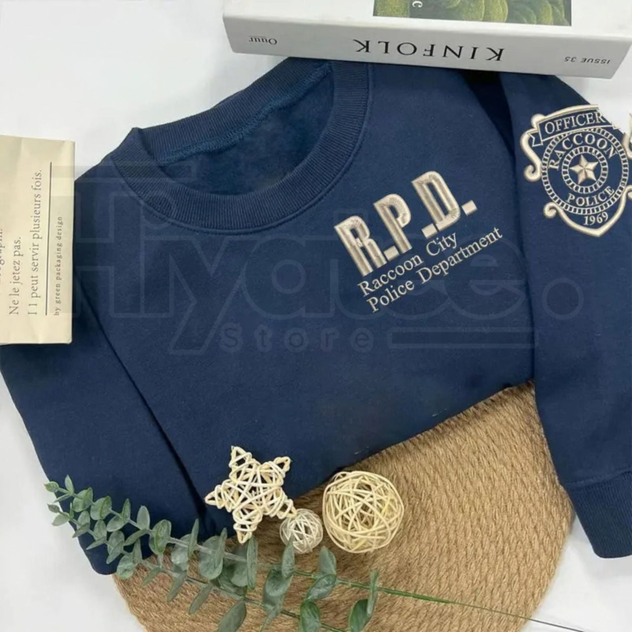 Resident Evil Inspired Leon Kennedy RE2 Embroidered Sweatshirt – Double-Sided Horror Game Merch