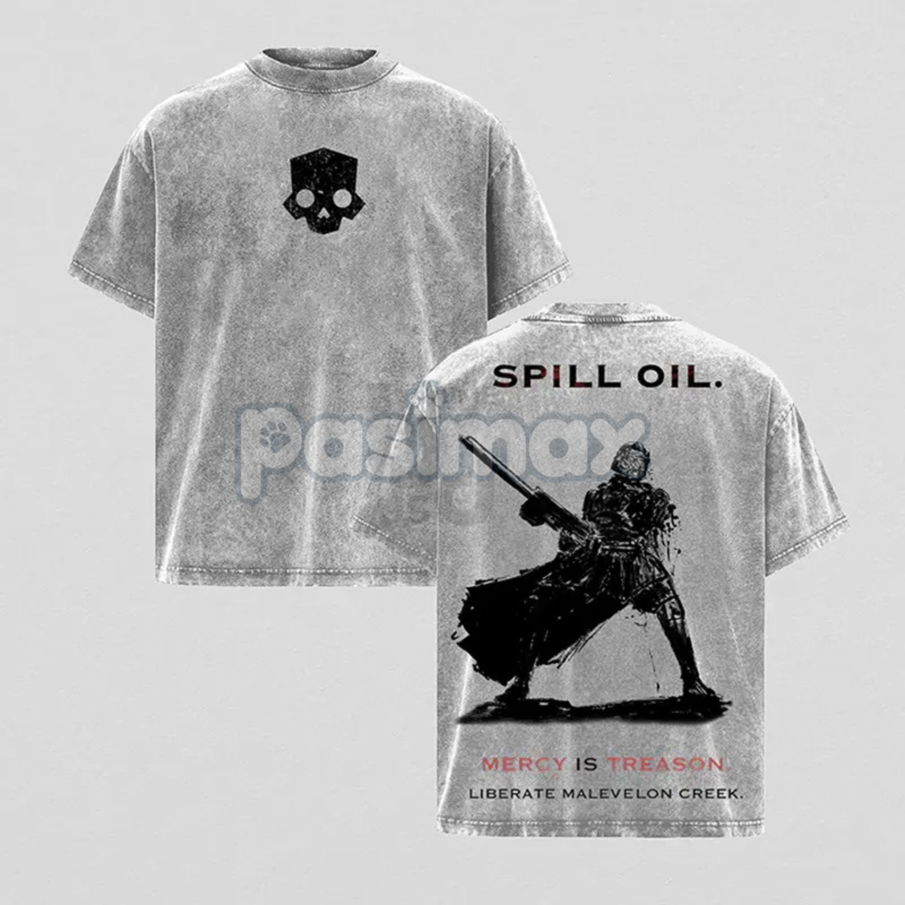 Helldivers 2 Oversized Washed Tee – Double-Sided Print Streetwear, Unisex Gaming Apparel