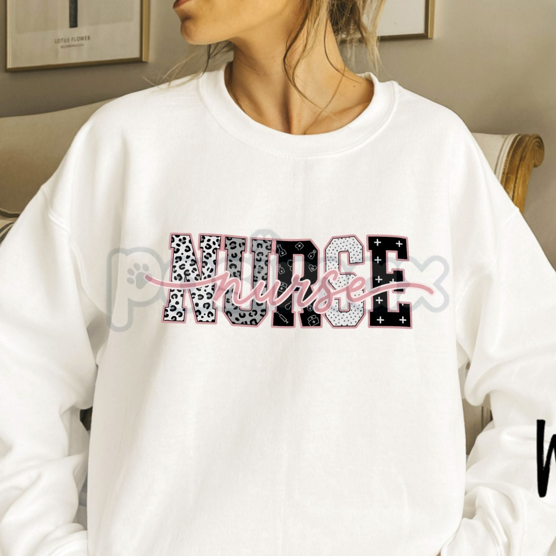 Leopard Print Nurse Sweatshirt | Trendy Medical Icon Nursing Crewneck | Aesthetic Stethoscope Graphic Pullover | Fierce RN LPN NP Jumper | Wild About Nursing Shirt | Modern Healthcare Professional Top