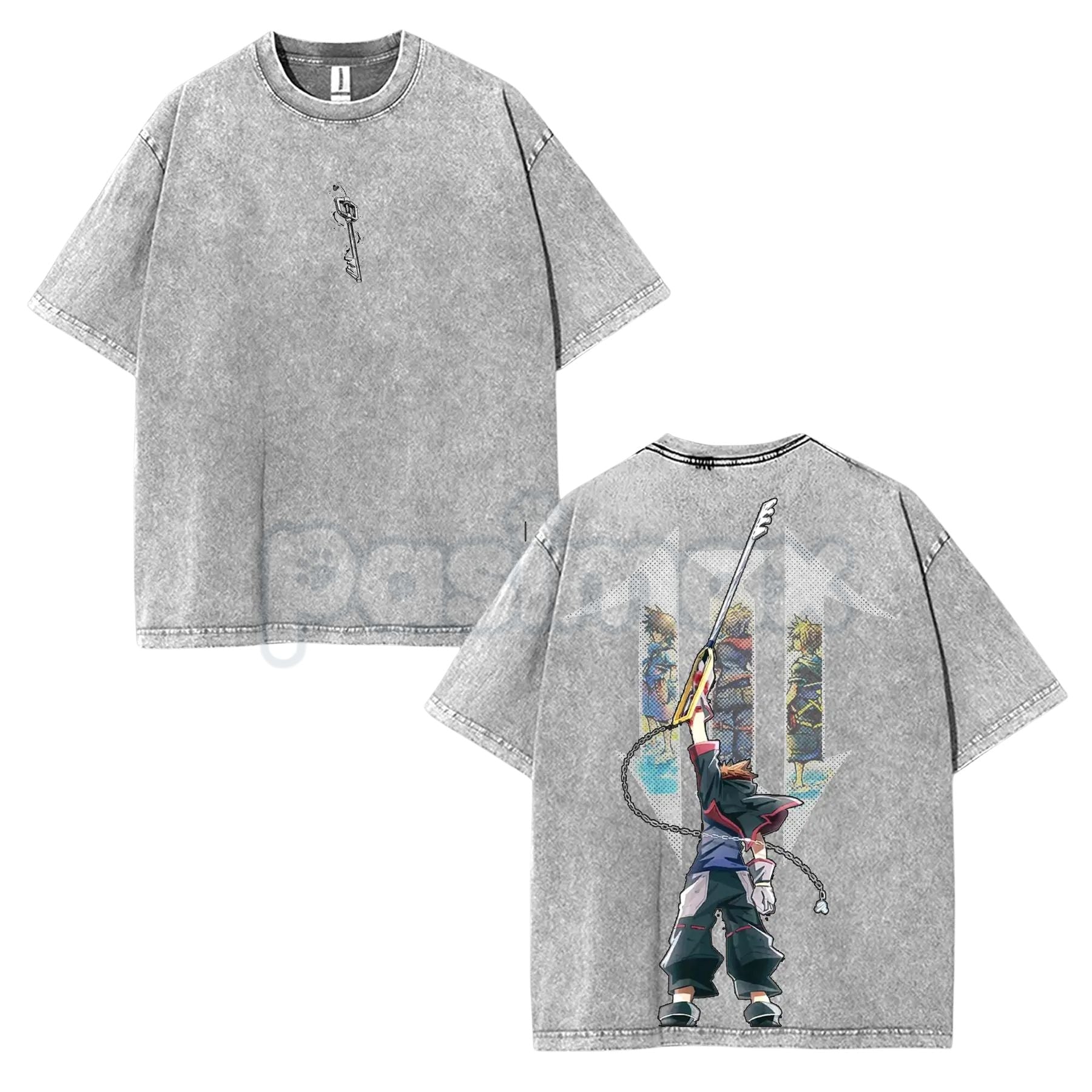 Kingdom Hearts Sora Double-Sided Washed T-Shirt – Sora Keyblade Master Vintage Anime Tee