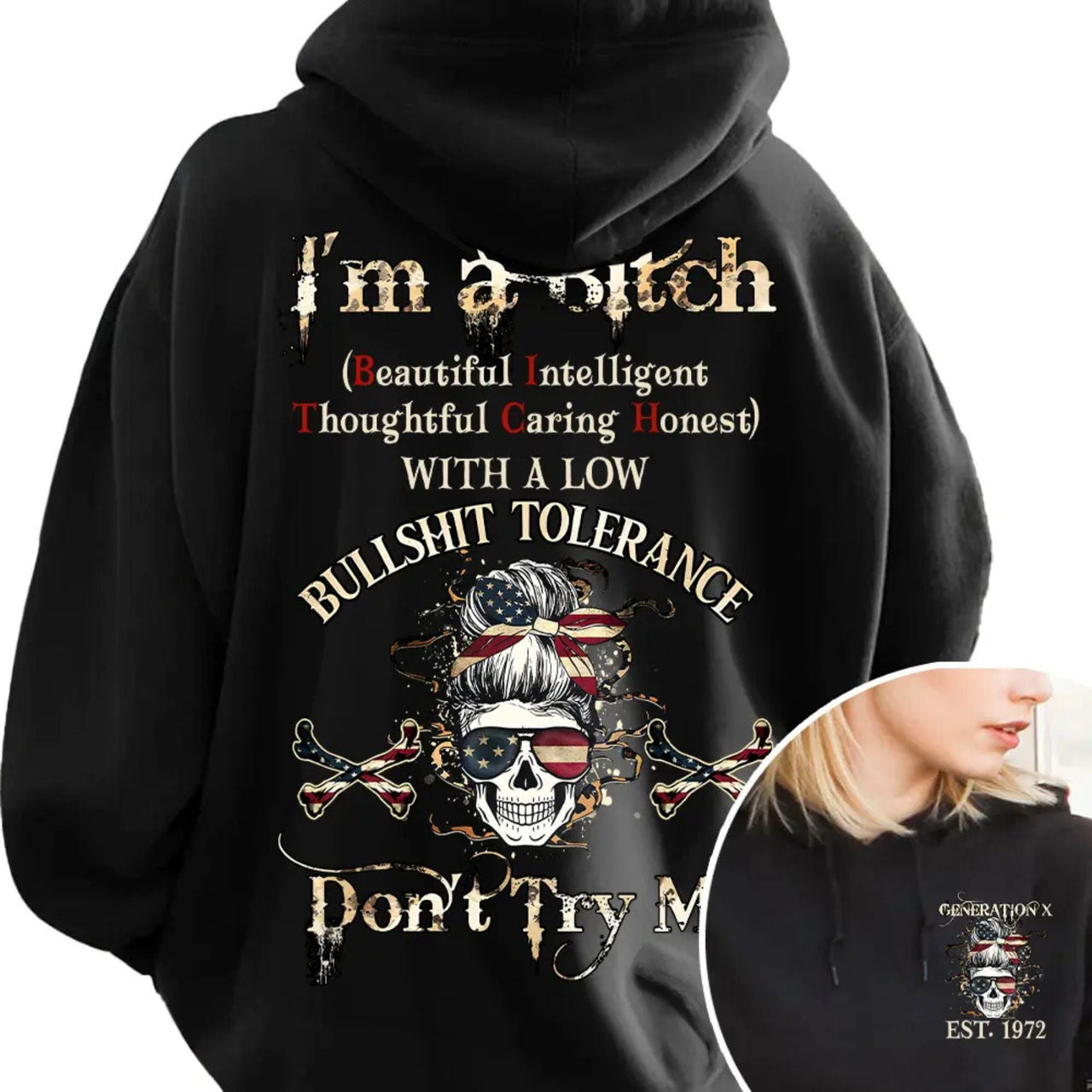 Custom Year Gen X Skull Hoodie – 