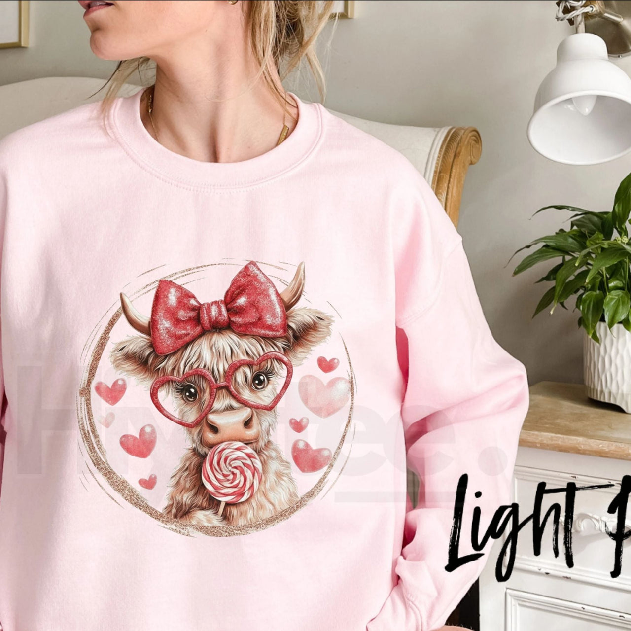 Retro Valentine Highland Cow Sweatshirt: Vintage Western Boho Love Crewneck