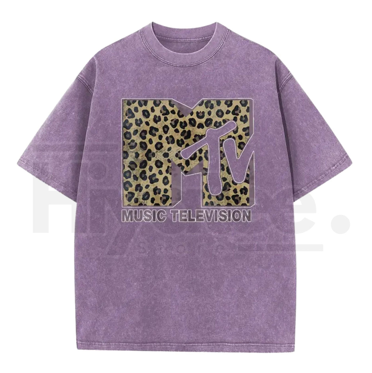 Vintage Leopard Graphic Washed T-Shirt – Retro 80s 90s Music Style Oversized Tee