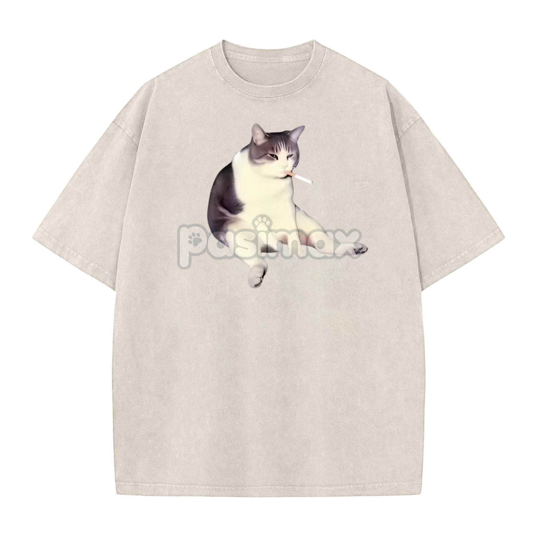 'Cat Smoke' Funny Animal Graphic Tee – Unisex Streetwear Cotton Comfort Shirt, Menswear Womenswear Cool Cat Tee