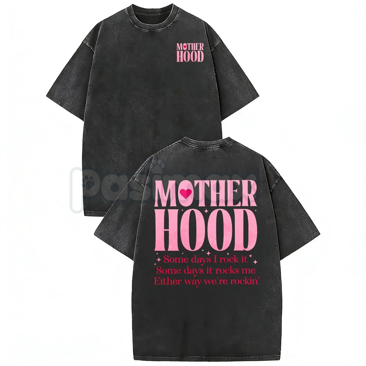 Motherhood Vintage Washed Tee – Aesthetic Minimalist Mom Life Graphic T-Shirt