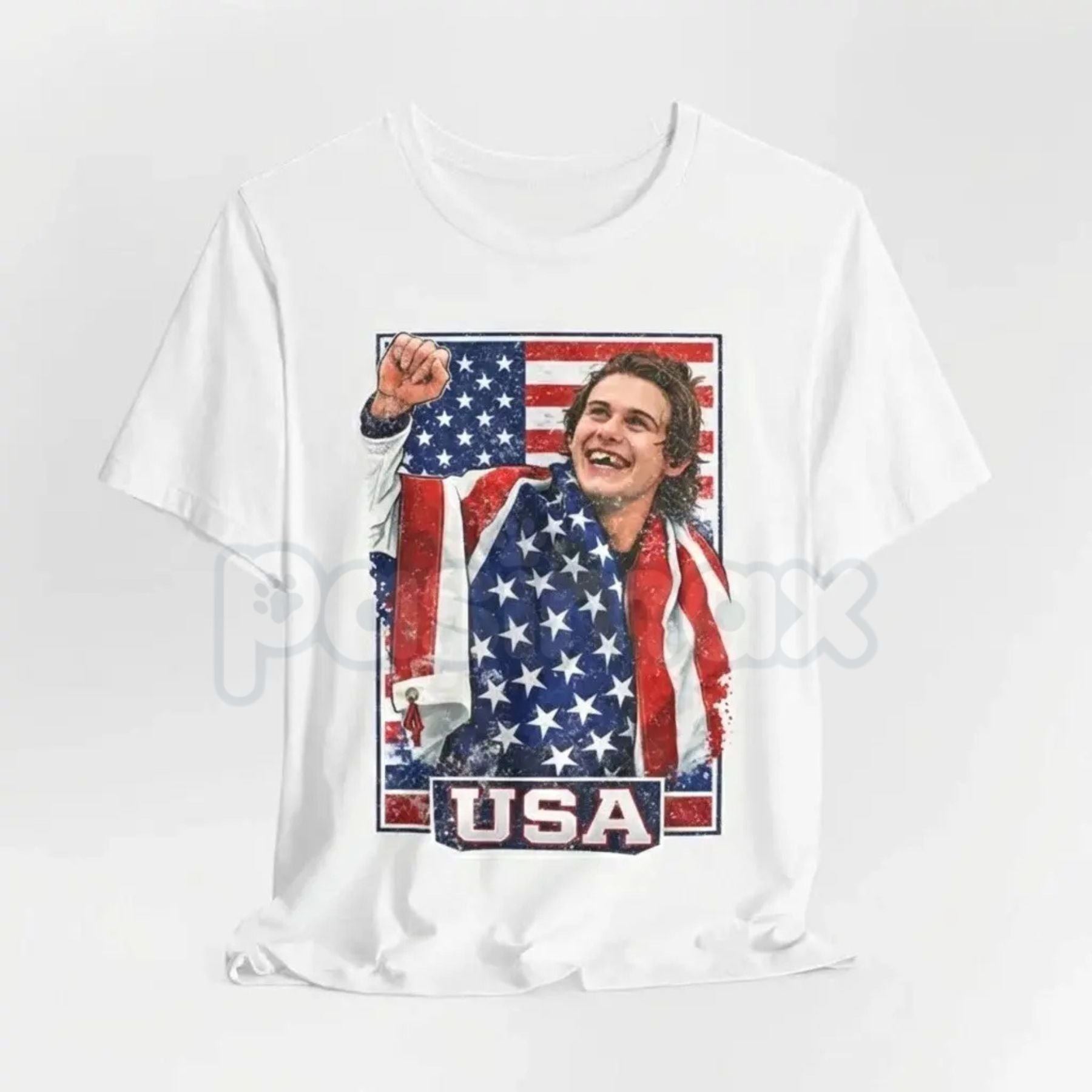 Jack Hughes Team USA Hockey Fan T-Shirt - Olympic USA Graphic Tee, Premium Heavyweight 100% Cotton Hockey Top, American Playmaker Fan Apparel, Winter Games 2026 Commemorative Shirt, USA Hockey Jersey Inspired Tee