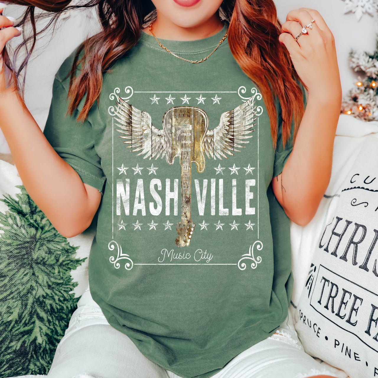 Nashville Music City Guitar Comfort Colors Tee