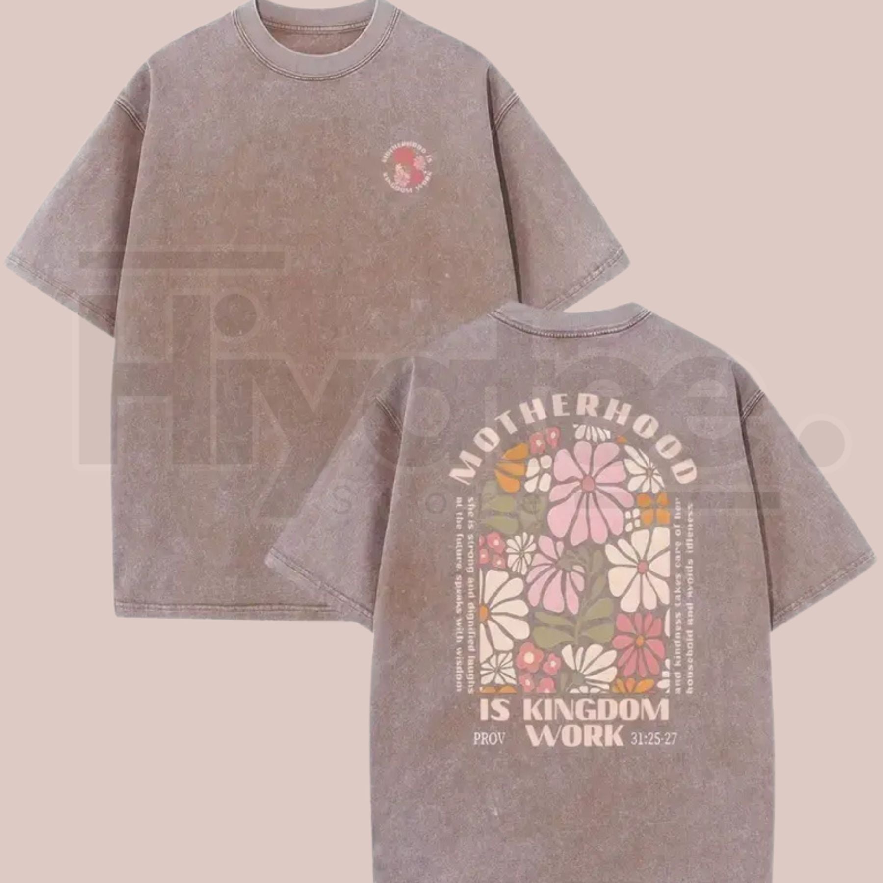Motherhood Vintage Washed T-Shirt – 230G Heavy Cotton Double-Sided Graphic Tee